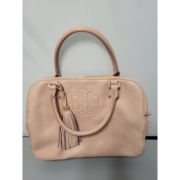 Tory Burch Handbags - Tory Burch Thea Pink Double Zip Satchel Handbag Tassel Accent Large